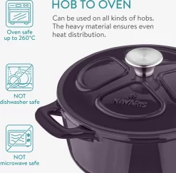Cocotte En Fonte Navaris Avec Couvercle - Navaris émaillée - Convient à La Cuisson Induction, Gaz Et Céramique - Violet -Fournitures De Cuisine Boutique 1200x1180 13