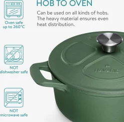 Cocotte En Fonte Navaris Avec Couvercle - Faitout - Poêle émaillée - Convient Pour La Cuisson à Induction, Gaz Et Vitrocéramique - Vert Mat -Fournitures De Cuisine Boutique 1200x1180 14