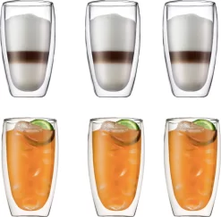 Verre GLAEZ® à Double Paroi - Verres à Verres à Café Latte Macchiato - Tasses à Café / Verres à Thé - Longdrinkglas - Mojitoglas - Verre à Café Verres à Thé à La Bouche - Verres à Café à Double Paroi - Lave-vaisselle - 450 Ml