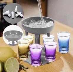 Fontaine à Shot Comprenant 6 Verres à Shot Bouchons Colorés & Leak - Fabricant De Shot - Distributeur De Shot - Verseur - Shots - Verres à Shot - Distributeur - Boisson - Party - Idée Cadeau Originale - Fontaine à Shot