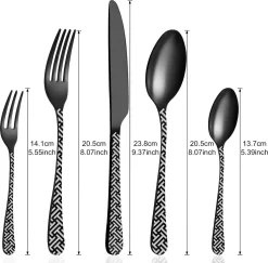 BEWOS 30 Pièces Finition Satinée, Noir, Mat, Acier Inoxydable, Couverts Avec Couteau, Fourchette, Cuillère, Vaisselle Pour 6 Personnes, Va Au Lave-vaisselle / Facile à Nettoyer 13 BEWOS 30 Pièces Finition Satinée, Noir, Mat, Acier Inoxydable, Couverts Avec Couteau, Fourchette, Cuillère, Vaisselle Pour 6 Personnes, Va Au Lave-vaisselle / Facile à Nettoyer -Fournitures De Cuisine Boutique 1200x1181