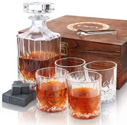 Ensemble De Carafe à Whisky, Ensemble à Whisky, 750 Ml, Carafe à Whisky Avec 4 Verres à Whisky De 20 Ml, Pierres à Whisky, Belle Boîte Cadeau, Whisky, Cadeaux Pour La Fête Des Pères Pour Homme