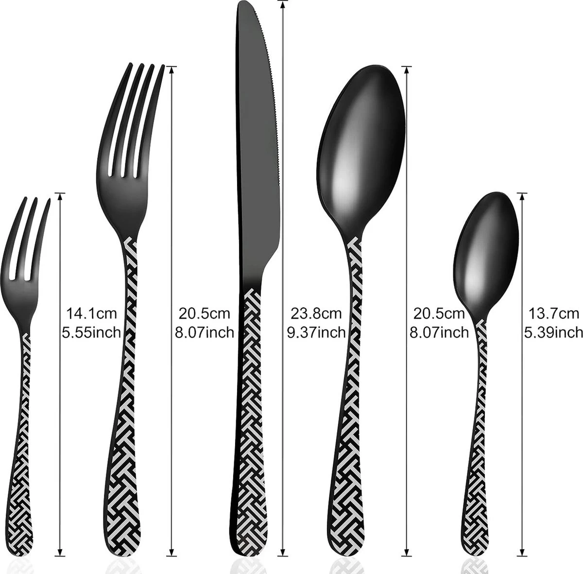 BEWOS 30 Pièces Finition Satinée, Noir, Mat, Acier Inoxydable, Couverts Avec Couteau, Fourchette, Cuillère, Vaisselle Pour 6 Personnes, Va Au Lave-vaisselle / Facile à Nettoyer 7 BEWOS 30 Pièces Finition Satinée, Noir, Mat, Acier Inoxydable, Couverts Avec Couteau, Fourchette, Cuillère, Vaisselle Pour 6 Personnes, Va Au Lave-vaisselle / Facile à Nettoyer – Image 7