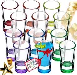 KADAX Verres Apéritif à Liqueur , 28 Ml, Ensemble De Verres à Liqueur, Tampon Pour Alcool, Feu, Shot, Vodka, Party, Verre à Liqueur, Verres Courts, Verres à Sambuca, Verres à Pointes, Verres à Liqueur (multicolores, 12 Pièces)