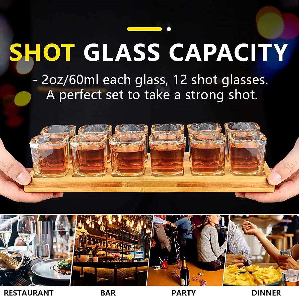 Set De Verres à Shot , Porte-cocktail Et Glas à Shot , Organiseur De Planche De Service De Boissons 12 Trous Avec Verre En Crystal Transparent 12 Pièces 2 Oz/60 Ml Pour Liqueurs , Whisky, Eau De Vie , Vodka 2 Set De Verres à Shot , Porte-cocktail Et Glas à Shot , Organiseur De Planche De Service De Boissons 12 Trous Avec Verre En Crystal Transparent 12 Pièces 2 Oz/60 Ml Pour Liqueurs , Whisky, Eau De Vie , Vodka – Image 2