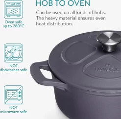 Cocotte En Fonte Navaris Avec Couvercle - Faitout - Poêle émaillée - Convient Pour La Cuisson à Induction, Gaz Et Vitrocéramique - Violet Mat 15 Cocotte En Fonte Navaris Avec Couvercle - Faitout - Poêle émaillée - Convient Pour La Cuisson à Induction, Gaz Et Vitrocéramique - Violet Mat -Fournitures De Cuisine Boutique 1200x1186 9