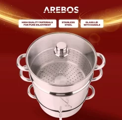 AREBOS Presse Fruits Extracteur Vapeur Presse-agrumes Cuiseur Vapeur Extracteur De Jus Ø 26cm -Fournitures De Cuisine Boutique 1200x1187 5