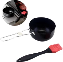 Cheqo® Casserole BBQ En Acier Inoxydable Avec Brosse à Sauce - Casserole Pour Barbecue - Casserole Avec Brosse - ø11.5cm - Brosse En Siliconen