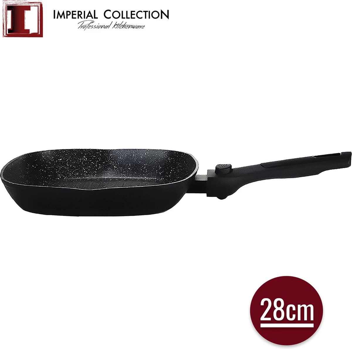 Imperial Collection: Poêle à Griller En Fonte Avec Revêtement En Marbre Et Couvercle - ⌀ 28cm - Poignée Fixe - Pan Avec Couvercle - Sans PFOA / PLOMB 1 Imperial Collection: Poêle à Griller En Fonte Avec Revêtement En Marbre Et Couvercle - ⌀ 28cm - Poignée Fixe - Pan Avec Couvercle - Sans PFOA / PLOMB