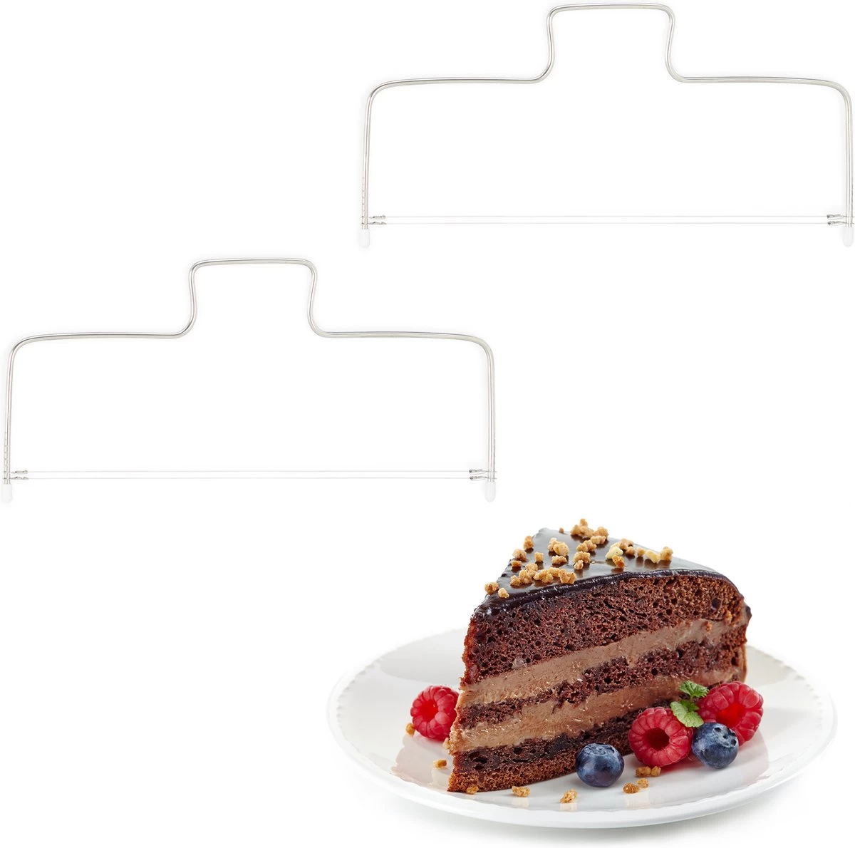 Relaxdays 2x Scie à Gâteau En Acier Inoxydable - Coupe-gâteau - Coupe-gâteau - Séparateur De Fond De Gâteau 2 Fils De Scie 1 Relaxdays 2x Scie à Gâteau En Acier Inoxydable - Coupe-gâteau - Coupe-gâteau - Séparateur De Fond De Gâteau 2 Fils De Scie