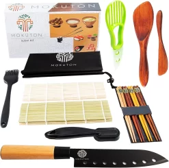 Sushi Set & Maki - Plats En Bamboe Et Accessoires De Vêtements Pour Bébé Pour Sushi/maki Faits Maison - Facile à Utiliser - Comprend Un Couteau, Des Baguettes, Un Tapis En Bamboe Et Plus Encore - Excellent Cadeau Pour Les Chefs