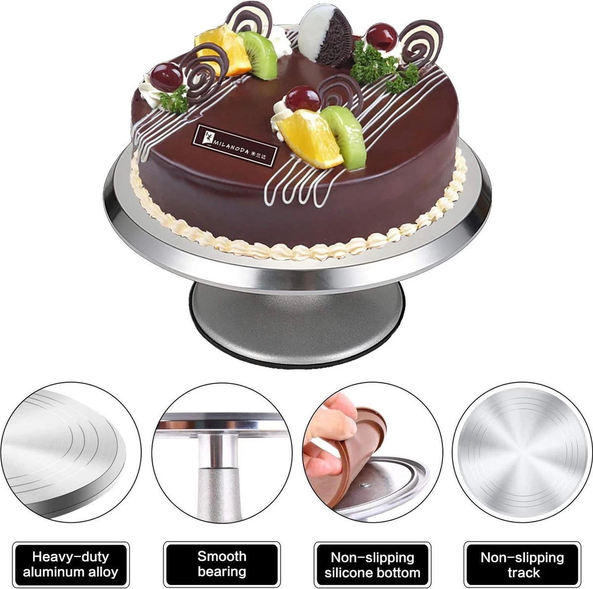 Plateau Tournant Pour Gâteau De 12 Pouces Avec Spatules De Glaçage En Acier Inoxydable (2 Pièces) Et Lisseur En Poudre (3 Pièces) Pour La Cuisson, La Décoration De Gâteaux, La Pâtisserie 5 Plateau Tournant Pour Gâteau De 12 Pouces Avec Spatules De Glaçage En Acier Inoxydable (2 Pièces) Et Lisseur En Poudre (3 Pièces) Pour La Cuisson, La Décoration De Gâteaux, La Pâtisserie – Image 5