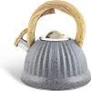 Edënbërg Gray Line - Bouilloire Sifflante En Acier Inoxydable Avec Manche En Bois - 3 Litres