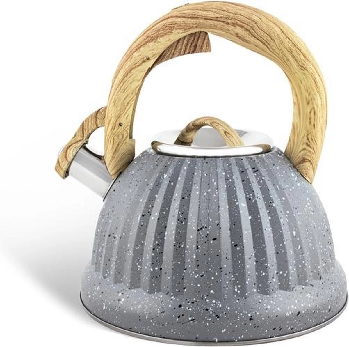 Edënbërg Gray Line - Bouilloire Sifflante En Acier Inoxydable Avec Manche En Bois - 3 Litres 1 Edënbërg Gray Line - Bouilloire Sifflante En Acier Inoxydable Avec Manche En Bois - 3 Litres
