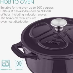 Cocotte En Fonte Navaris Avec Couvercle - Navaris émaillée - Convient à La Cuisson Induction, Gaz Et Céramique - Violet -Fournitures De Cuisine Boutique 1200x1195 15