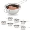 Relaxdays 8 X Melting Pot Acier Inoxydable - Poêle Au Bain Marie - Ø 11 Cm - Argent - Métal - Fondant