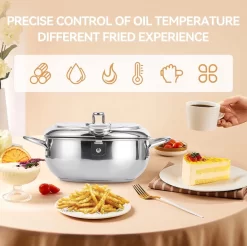 Friteuse En Acier Inoxydable Avec Thermomètre - 3,2 L - Égouttoir à Huile Et Couvercle - Friteuse De Style Japonais - Friteuse Tempura Pour Tempura - Frites - Steak De Poulet -Fournitures De Cuisine Boutique 1200x1197 11
