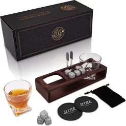 Ensemble De Verres à Whisky Et Ensemble De Pierres à Whisky / 2 Verres à Whisky 8 Pierres à Whisky Dans Un Cadre En Bois + Coffret Cadeau / Cadeaux Pour Hommes / Ensemble Cadeau à Whisky / Idée Cadeau / Verres En Cristal (rouge Vintage)