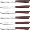 INOXBONOMI - Couteau De Table 6 Pièces - Couteau à Tomates - Couteau à Steak - Couteaux Italiens - Plastique Marron Avec Grain De Bois