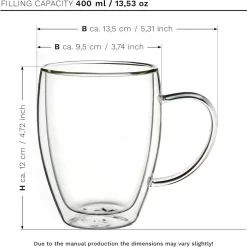 Verre à Thé Creano , Verre à Café, Verre à Latte, Double Paroi, Verre Thermique, Avec Poignée, Grand, En Verre Borosilicaté, 6 X 400 Ml -Fournitures De Cuisine Boutique 1200x1198 20