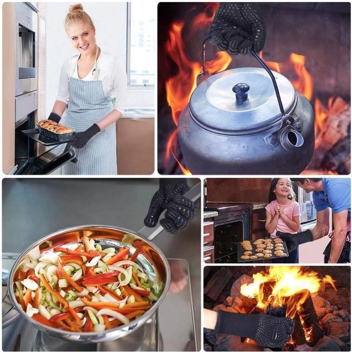 Gants De Barbecue (1 Paire / 2 Pièces) - BBQ - Gants De Four - Gants De Gants De Four - Résistant à La Chaleur Jusqu'à 500 Degrés Celsius - Antidérapant - Accessoires De BBQ - Feu - Cuisson - Four 3 Gants De Barbecue (1 Paire / 2 Pièces) - BBQ - Gants De Four - Gants De Gants De Four - Résistant à La Chaleur Jusqu'à 500 Degrés Celsius - Antidérapant - Accessoires De BBQ - Feu - Cuisson - Four – Image 3