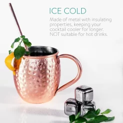 Nava® - Moscow Mule Cups Set De 4-4 X Tasses En Cuivre Pour Moscow Mule Gin Beer - Tasse à Cocktail Martelée - Tasse En Acier Inoxydable Avec Cuivre -Fournitures De Cuisine Boutique 1200x1199 11