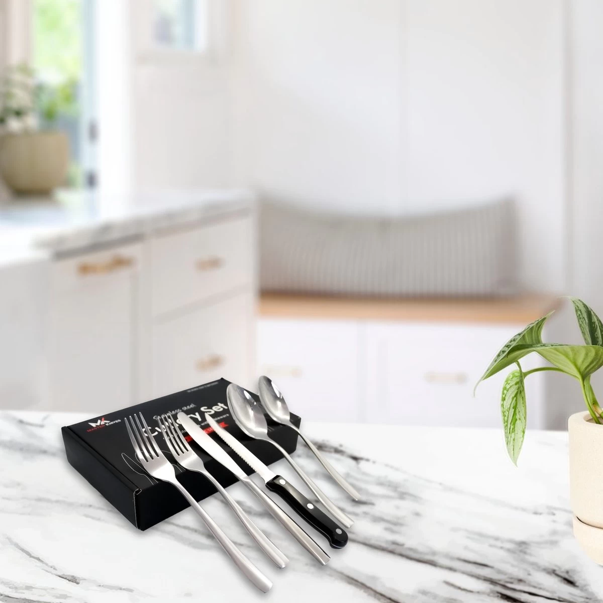 Master Knifes© Couverts Pour 6 Personnes (36 Pièces) - Cuillères, Couteaux, Fourchettes Et Couteaux à Steak - Passe Au Lave-vaisselle - Argent /acier Inoxydable 9 Master Knifes© Couverts Pour 6 Personnes (36 Pièces) - Cuillères, Couteaux, Fourchettes Et Couteaux à Steak - Passe Au Lave-vaisselle - Argent /acier Inoxydable – Image 9