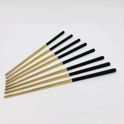 Maison Extravagante - Baguettes De Luxe MACAU - Baguettes - 4 Paires - Acier Inoxydable - Or/ Zwart - Convient Pour Les Sushis Et Divers Plats Asiatiques