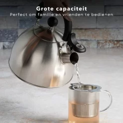 Cheqo® Bouilloire Sifflante En Acier Inoxydable 2,5 L - Bouilloire Chauffante - Bouilloire - Diamètre 19 Cm, Hauteur 12 Cm - Gaz, électrique, Céramique Et Halogène -Fournitures De Cuisine Boutique 1200x1200 1004