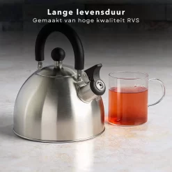 Cheqo® Bouilloire Sifflante En Acier Inoxydable 2,5 L - Bouilloire Chauffante - Bouilloire - Diamètre 19 Cm, Hauteur 12 Cm - Gaz, électrique, Céramique Et Halogène -Fournitures De Cuisine Boutique 1200x1200 1005