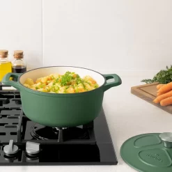 Cocotte En Fonte Navaris Avec Couvercle - Faitout - Poêle émaillée - Convient Pour La Cuisson à Induction, Gaz Et Vitrocéramique - Vert Mat -Fournitures De Cuisine Boutique 1200x1200 1048