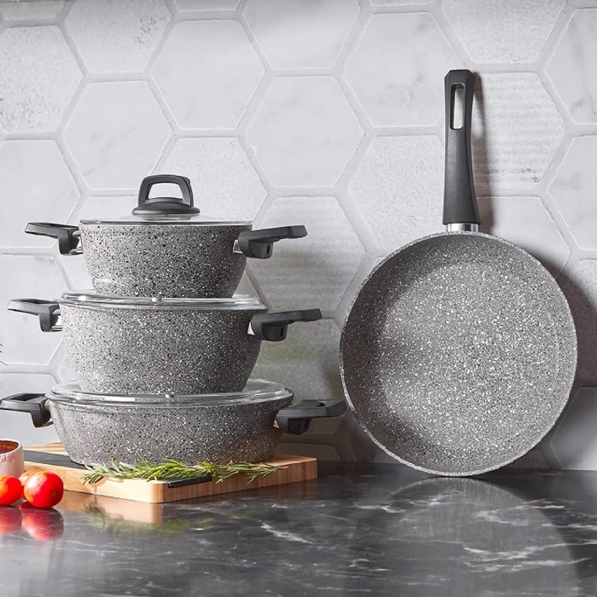 Ensemble De Casseroles/casseroles - Antiadhésif/ensemble De Poêles à Frire, Ensemble De Poêles à Frire, Sans PFAS, Va Au Lave-vaisselle 2 Ensemble De Casseroles/casseroles - Antiadhésif/ensemble De Poêles à Frire, Ensemble De Poêles à Frire, Sans PFAS, Va Au Lave-vaisselle – Image 2