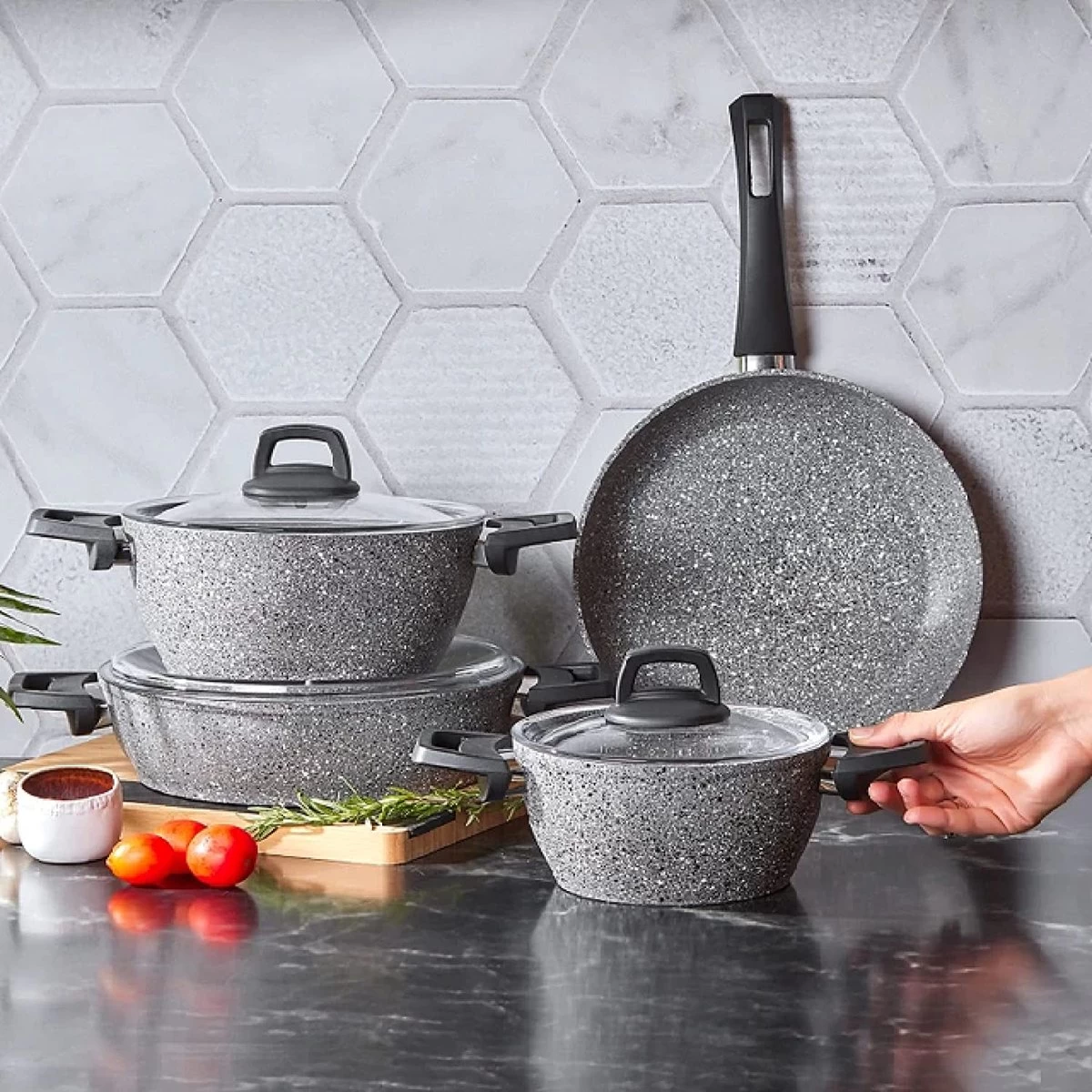 Ensemble De Casseroles/casseroles - Antiadhésif/ensemble De Poêles à Frire, Ensemble De Poêles à Frire, Sans PFAS, Va Au Lave-vaisselle 4 Ensemble De Casseroles/casseroles - Antiadhésif/ensemble De Poêles à Frire, Ensemble De Poêles à Frire, Sans PFAS, Va Au Lave-vaisselle – Image 4