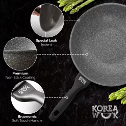 Poêle à Frire Premium Avec Revêtement Antiadhésif Korea Wok, Garantie Premium 5 Ans, Passe Au Lave-vaisselle | Convient à Toutes Les Sources De Chaleur : Induction, Gaz, électrique, Céramique Et Halogène | (wok 28cm) -Fournitures De Cuisine Boutique 1200x1200 1083