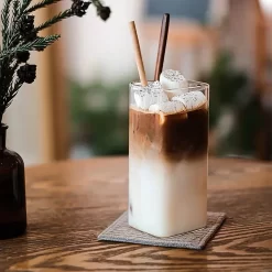 Verres à Boire Carrés - Set 2 Pièces - Tasse à Café - Résistant à La Chaleur - Verres à Cocktail - Verres "long Drinks" - Verre à Boire - Long Drink