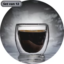 Set De 250 Ml Avec 12 Verres à Double Verres à Thé - Verres à Thé - Verres à Café à Café - Verre Intérieur à Carreaux De Luxe
