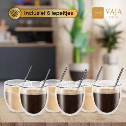 Verres à Thé Trends Verres à Thé à Double Paroi Avec Cuillère - Set De Verres à Café - 250 Ml - 6 Pièces - Verres à Cappuccino - Verre à Thé à Double Paroi -Fournitures De Cuisine Boutique 1200x1200 1164