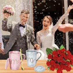 Tasses à Café Mr Et Mrs, Tasse En Céramique Marbrée 420 Ml, Coffret Cadeau Tasse à Café, Cadeau De Mariage Pour Couple, Mariée Et Marié, Mariage, Fiançailles, Anniversaire, Saint Valentin -Fournitures De Cuisine Boutique 1200x1200 1196