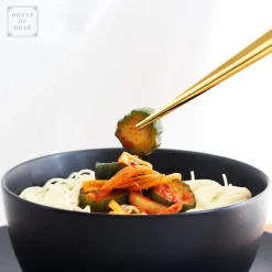 House Of Husk™ - Set De Baguettes Duo Tone - 5 Paires De Baguettes Coréennes - Acier Inoxydable - Métal - Baguettes - Coréen - Lavable Au Lave-vaisselle - Baguettes à Sushi - Nouilles - Or Zwart -Fournitures De Cuisine Boutique 1200x1200 12