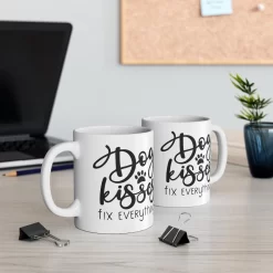 Dog Kisses Fix Everything Mug En Céramique, Mug Cadeau Drôle, Cadeau Pour Les Amoureux Des Chiens, Mugs Pour Propriétaires De Chiens, Mug De Qualité, D015-018W, 11oz, -Fournitures De Cuisine Boutique 1200x1200 1205
