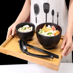 2 Ensembles (6 Pièces) Ensemble De Bols à Ramen Japonais, Grands Bols à Bélier De 35 Oz, Bol à Soupe Antidérapant Avec Cuillère Et Baguettes, Pour Pâtes, Fruits, Salade De Pâtes, Noir -Fournitures De Cuisine Boutique 1200x1200 121
