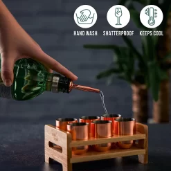 Oak & Steel - 6 Verres à Shot En Acier Inoxydable Or Rose (50 Ml) Avec Présentoir En Bois - Verres à Verres Apéritif En Cuivre Avec Plateau - Cadeau Pour Anniversaires Et Noël -Fournitures De Cuisine Boutique 1200x1200 1315