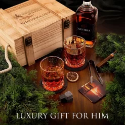 Set De Glas Et Pierre à Whisky Cadeau Pour Homme Mari Papa Cadeau Spécial - 8 Pierres De Refroidissement En Granit à Whisky - 2 Verres 10 Oz - 2 Sous-verres - Recettes De Cocktails Tang Boîte En Bois Noël/anniversaire -Fournitures De Cuisine Boutique 1200x1200 1329