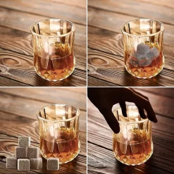 MEEQIAO Coffret Cadeau Pierres Et Verres à Whisky Pour Homme, 8 Pierres à Whisky En Granit + 2 Verres à Whisky En Cristal Et Sac En Velours, Fête Des Pères/Noël/Cadeau D'Anniversaire/Cadeau Pour Papa Père Ami -Fournitures De Cuisine Boutique 1200x1200 1355