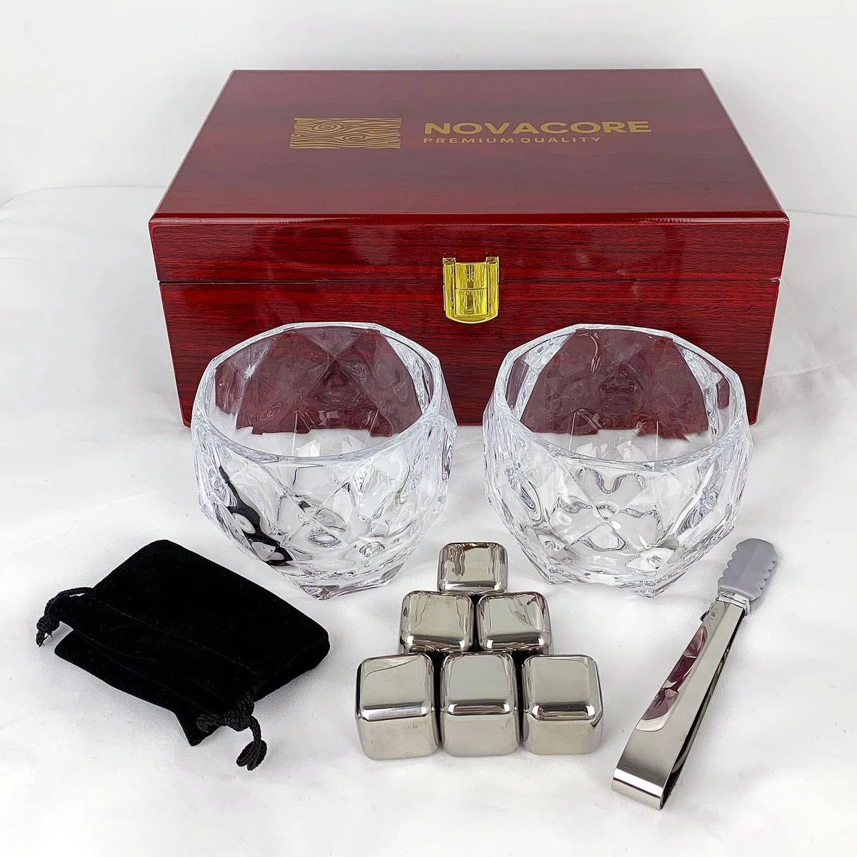 Novacore - Luxe Whisky Boîte En Bois - Gift Set - Whisky Set - Incl. 2 Verres à Whisky, 6 Pierres à Whisky RSV Et Accessoires De Vêtements Pour Bébé Extra 6 Novacore - Luxe Whisky Boîte En Bois - Gift Set - Whisky Set - Incl. 2 Verres à Whisky, 6 Pierres à Whisky RSV Et Accessoires De Vêtements Pour Bébé Extra – Image 6