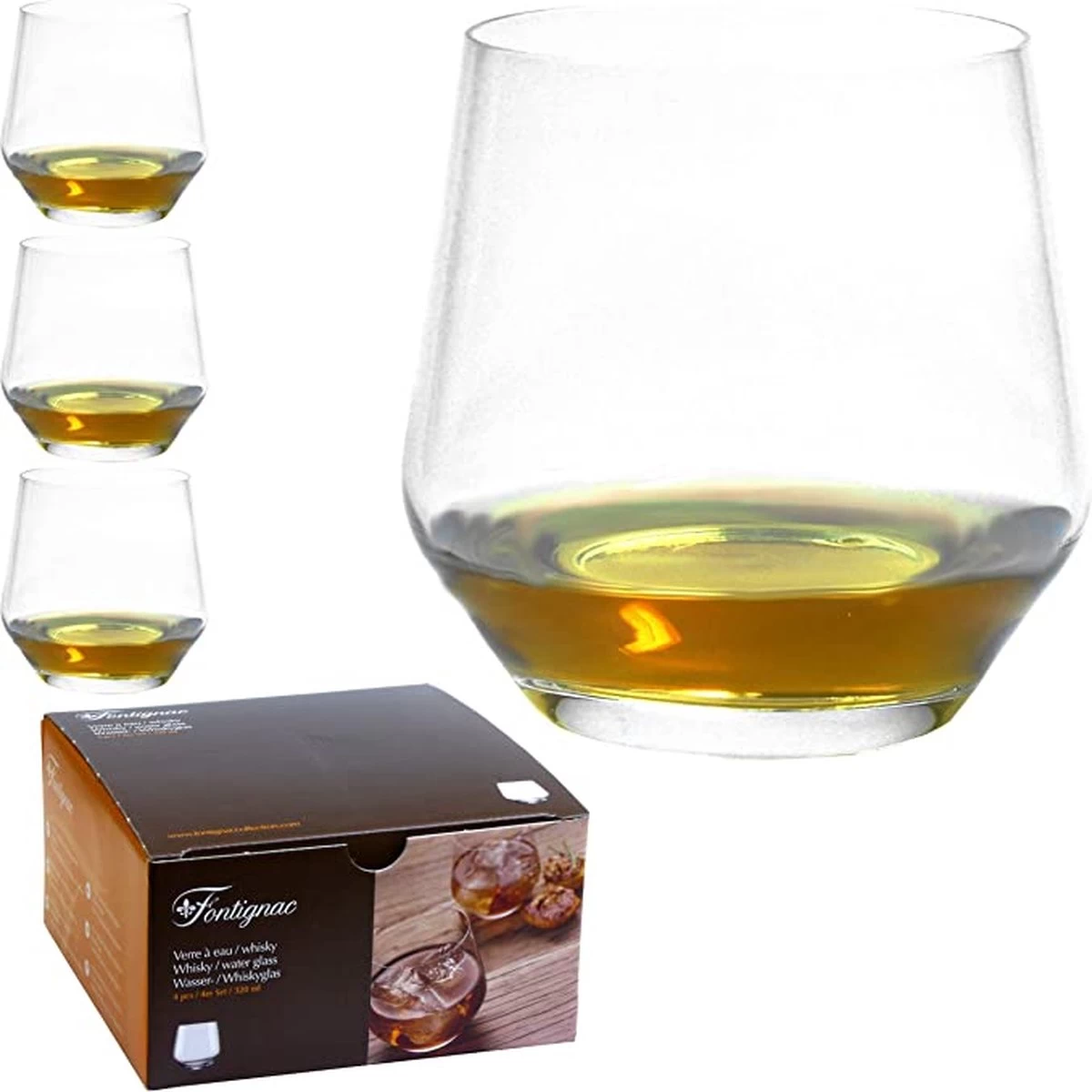 Verres à Whisky Français Fontignac - Verres à Boire - 320ML - 4 Pièces - Verre Cristal - Coffret Cadeau Verre à Eau - Luxe - Français 2 Verres à Whisky Français Fontignac - Verres à Boire - 320ML - 4 Pièces - Verre Cristal - Coffret Cadeau Verre à Eau - Luxe - Français – Image 2