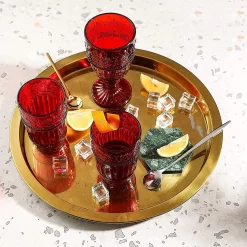 ARTICLES MÉNAGERS COMPLETS | Gobelets En Verres | Set De 6 Verres à Boire | Motif En Relief De 11 Oz | Gobelets Pour Eau, Thé Glacé, Jus (rouge) -Fournitures De Cuisine Boutique 1200x1200 1434