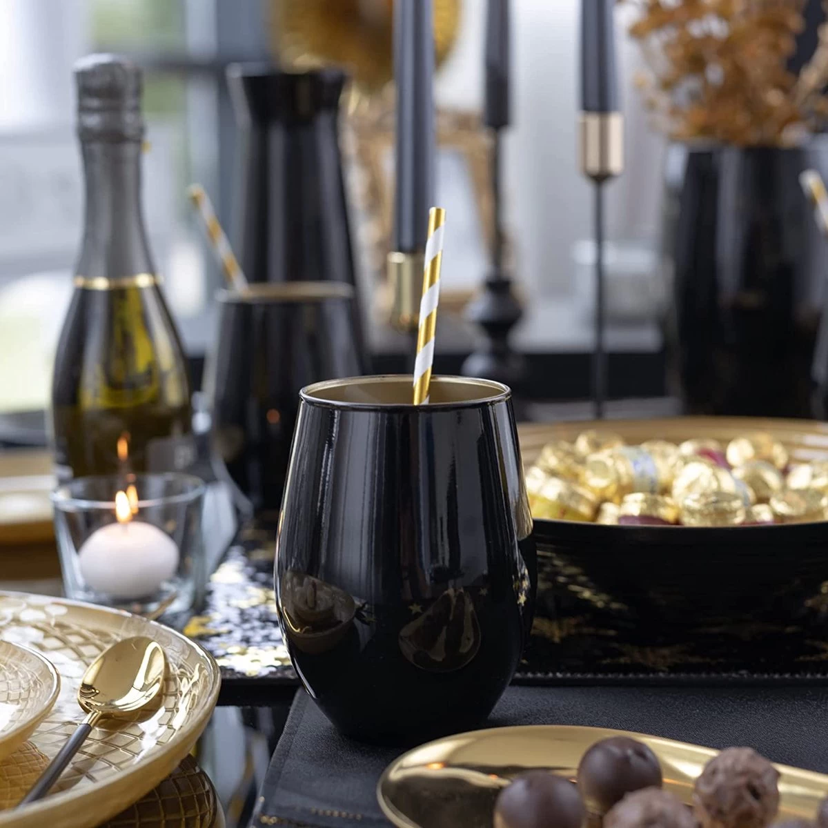 TENDANCE POUR LA MAISON Verres à Eau Colorés Verres à Boire En Verre Coloré De 580 Ml Gobelets Highball Verre à Vin Ensemble De 4 Verres à Boire Grand Gobelet En Verre | Phoebe Great Gatsby | Or Noir 5 TENDANCE POUR LA MAISON Verres à Eau Colorés Verres à Boire En Verre Coloré De 580 Ml Gobelets Highball Verre à Vin Ensemble De 4 Verres à Boire Grand Gobelet En Verre | Phoebe Great Gatsby | Or Noir – Image 5