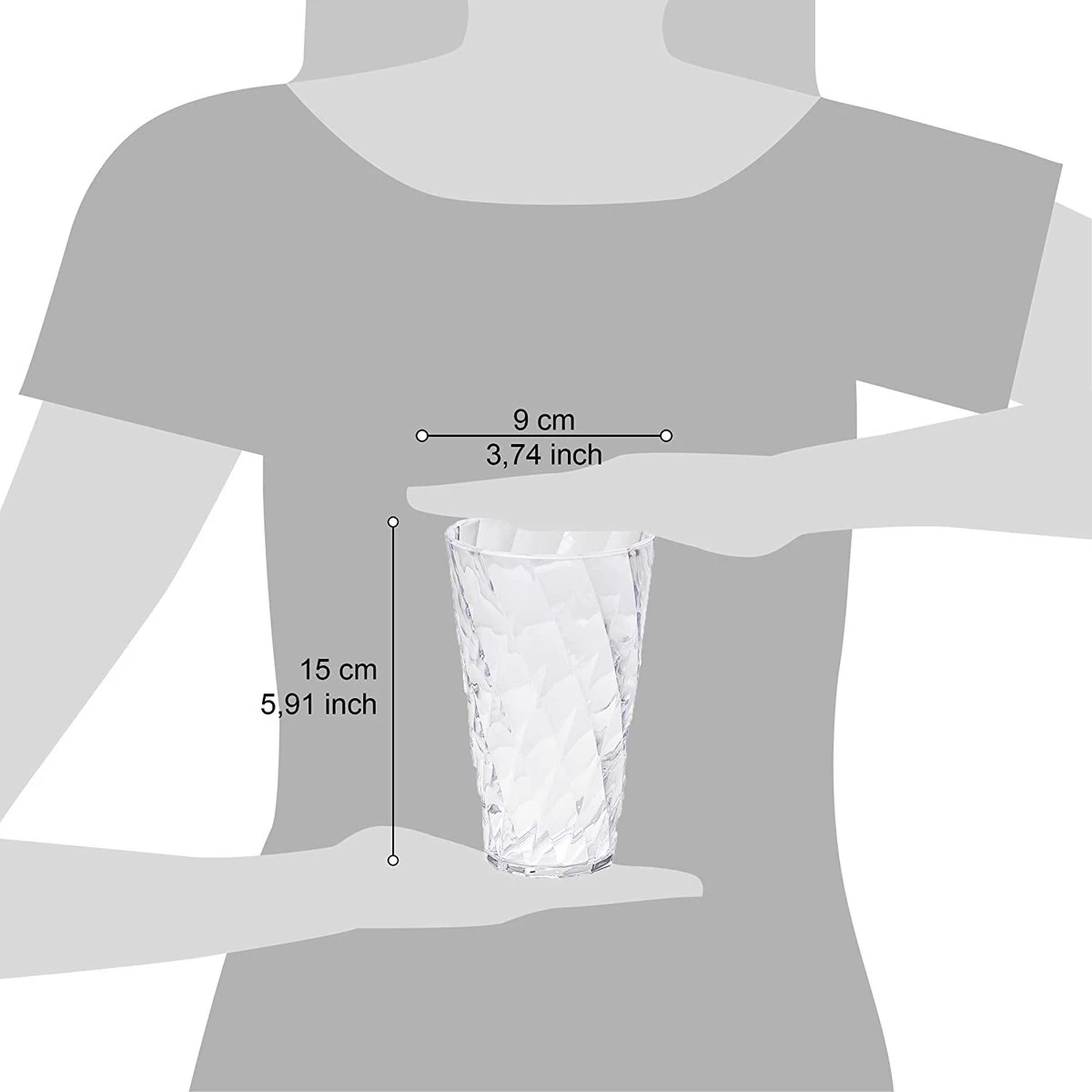 Set De Verres à Eau Design , Set De 4 Verres En Plastique Coloré En Acrylique Transparent (sans Bpa), Contenance 50cl, Made In Italy, Finition Effet Diamond , Ligne Diamond , Transparent 4 Set De Verres à Eau Design , Set De 4 Verres En Plastique Coloré En Acrylique Transparent (sans Bpa), Contenance 50cl, Made In Italy, Finition Effet Diamond , Ligne Diamond , Transparent – Image 4