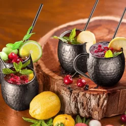 Chefs Cuisine Moscow Mule Cocktail Cup Gift Set - Verres à Cocktail - Tasses De Mule De Moscou - 550 Ml Comprend 4 Pailles, 4 Sous-verres Et 1 Doseur -Fournitures De Cuisine Boutique 1200x1200 1476